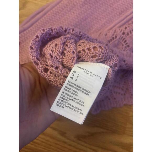 American Eagle Cropped Crochet Tube Top Size Large - Picture 7 of 10